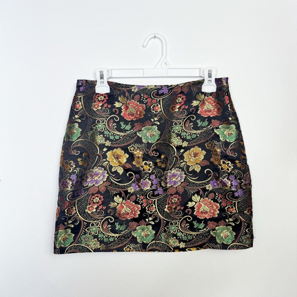 Twik Black Floral Mini Skirt Sz M